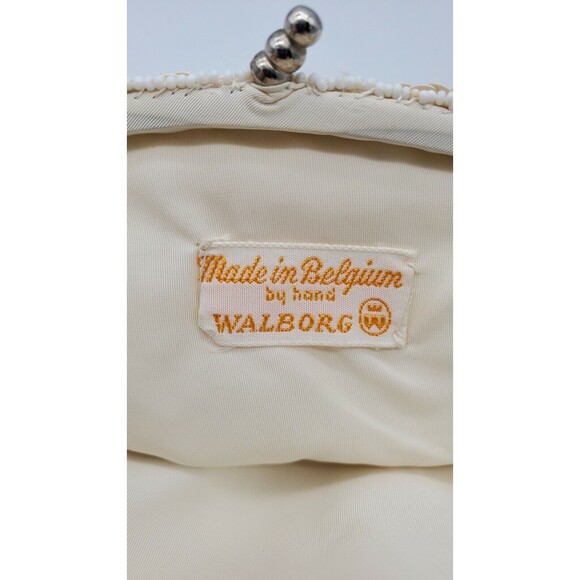 Vintage Walborg Hand Beaded Clutch Made in Belgium Cream & White Exquisite - Picture 6 of 12
